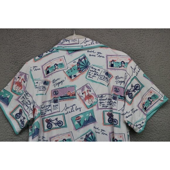 Munki Munki Pajama Set Postcards-Size Medium-Drawstring-Pockets-Capri - Picture 9 of 16